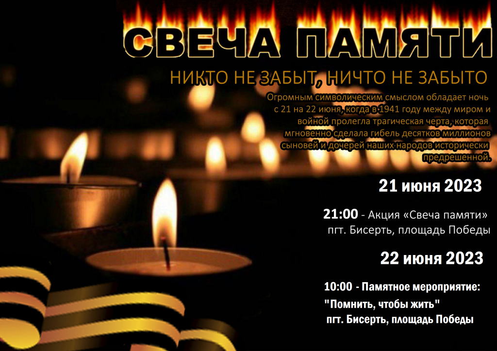Акция «Свеча памяти» и памятное мероприятие «Помнить, чтобы жить» — 21 и 22 июня