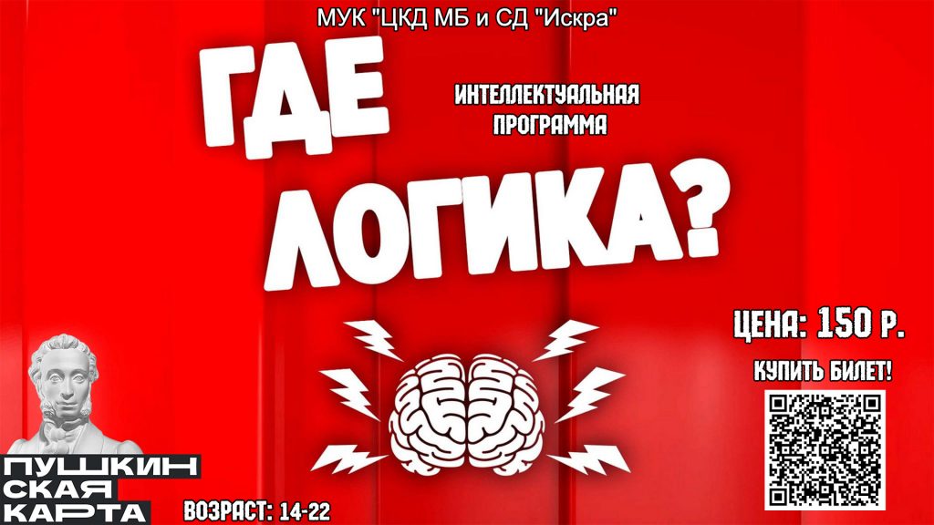 Интеллектуальная программа «Где логика?». Мероприятие в рамках ПУШКИНСКОЙ КАРТЫ!